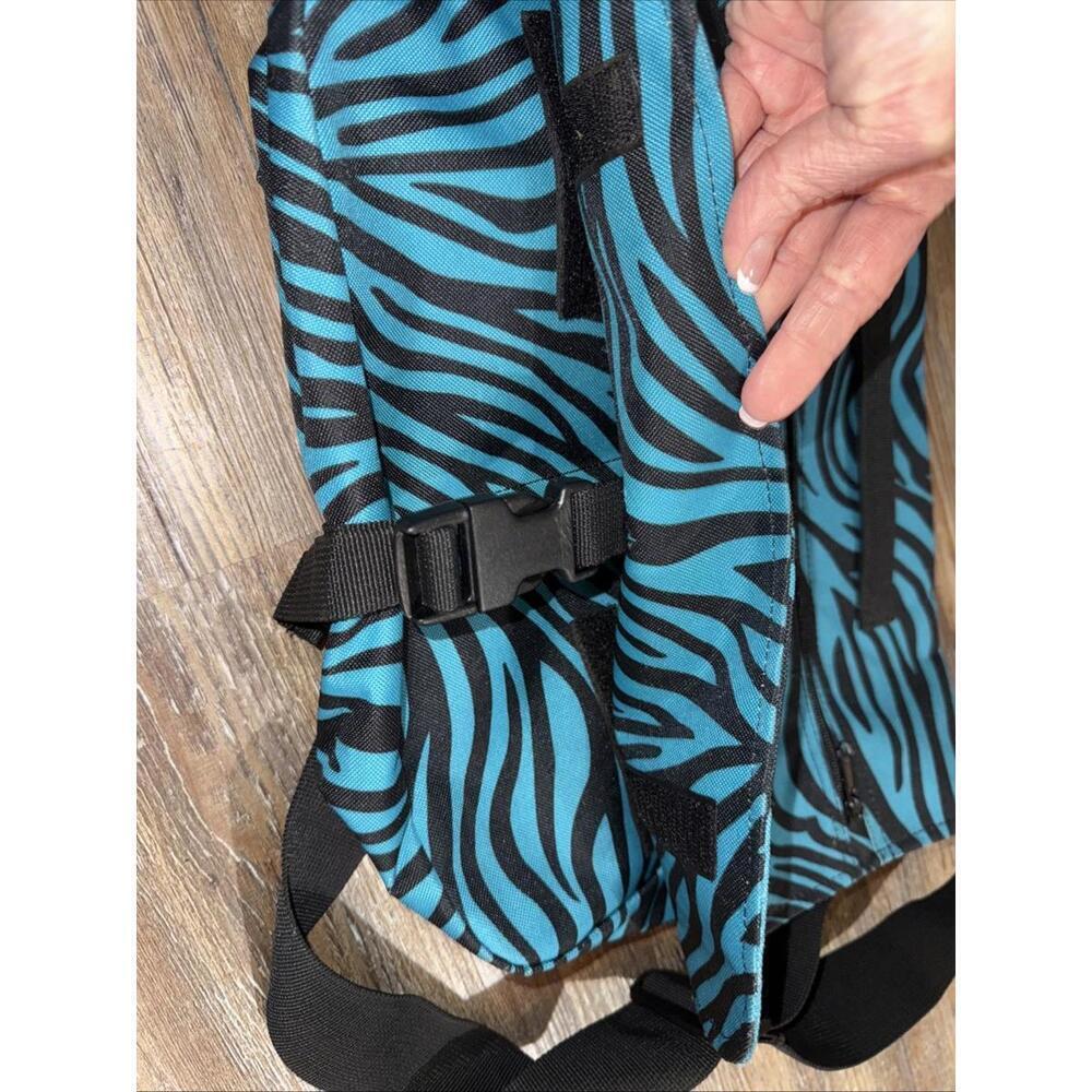 Yak Pak Turquoise& Black Zebra Print Laptop Book Bag Travel Shoulder Strap Bag - Picture 2 of 10